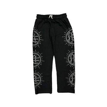 Mixed Emotions Eclipse Rhinestone Sweatpants Black