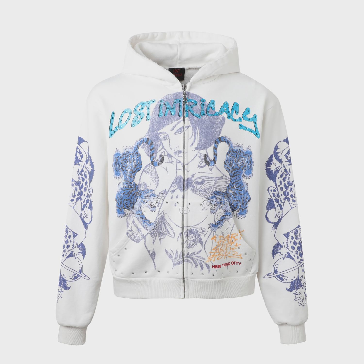 Lost Intricacy Twin Tiger Cream Zip Up