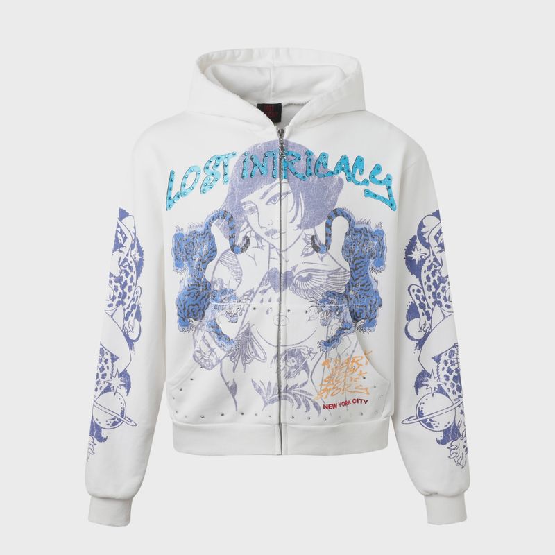 Lost Intricacy Twin Tiger Cream Zip Up