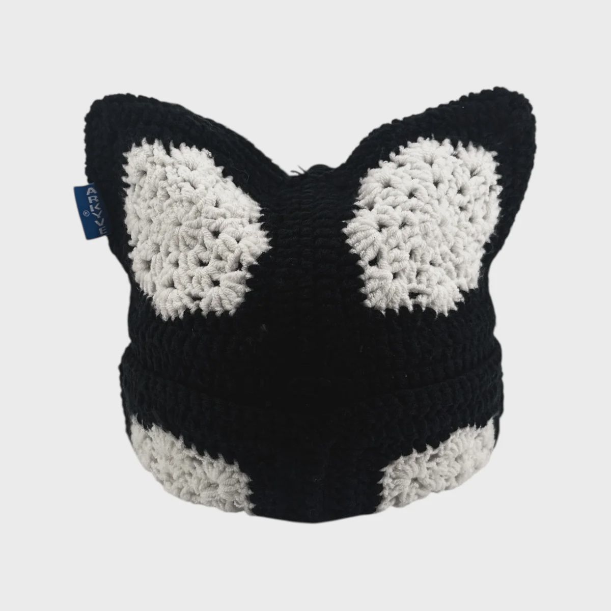 Arkyve Black Snowflake Crochet Cat Hat