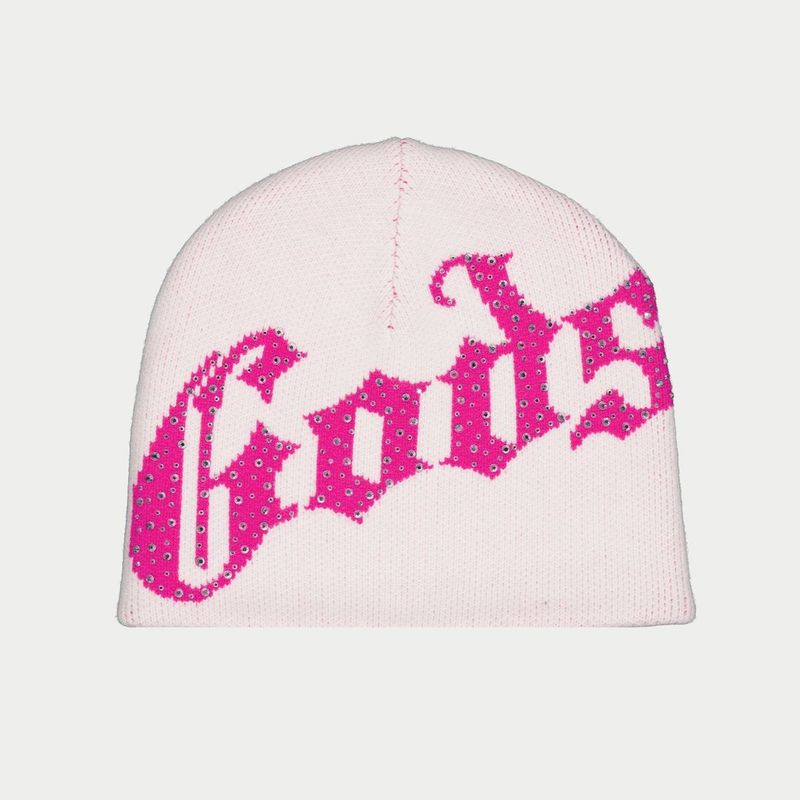 Godspeed OG Logo Studded Beanie Pink white