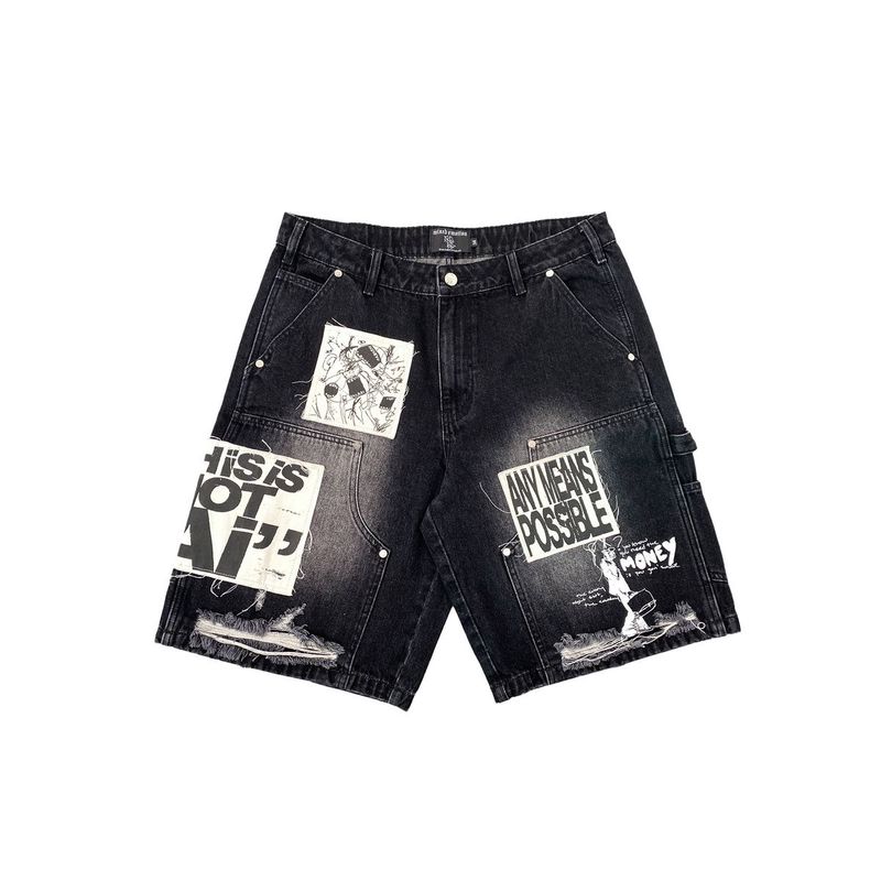 Mixed Emotion Black Ai Denim Shorts