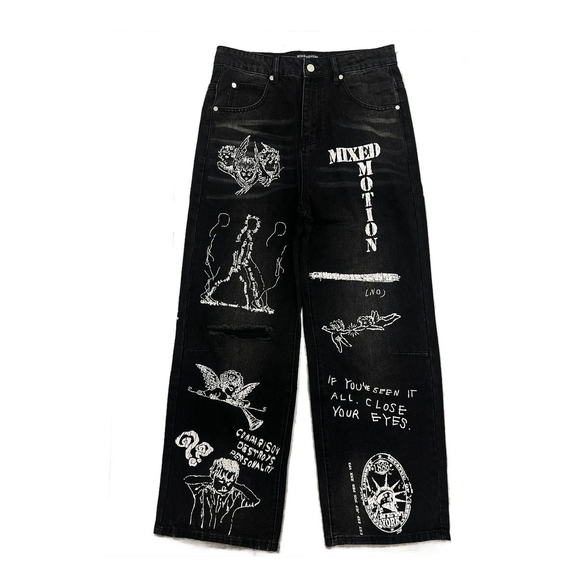 Mixed Emotion Black Canvas Denim Jeans