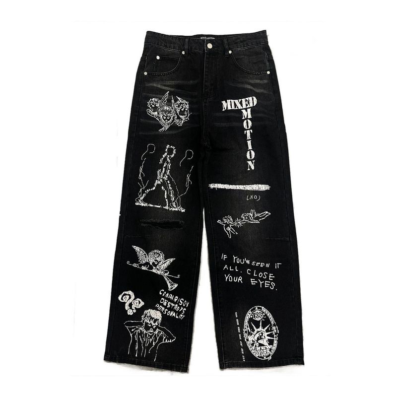 Mixed Emotion Black Canvas Denim Jeans