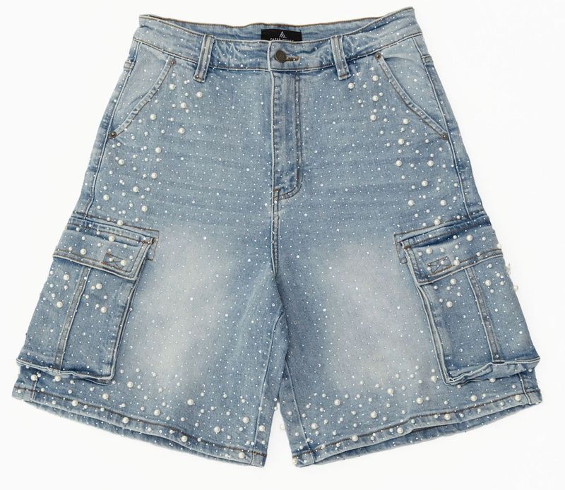 Paper Money CRYSTALIZED Pearl Shorts Blue