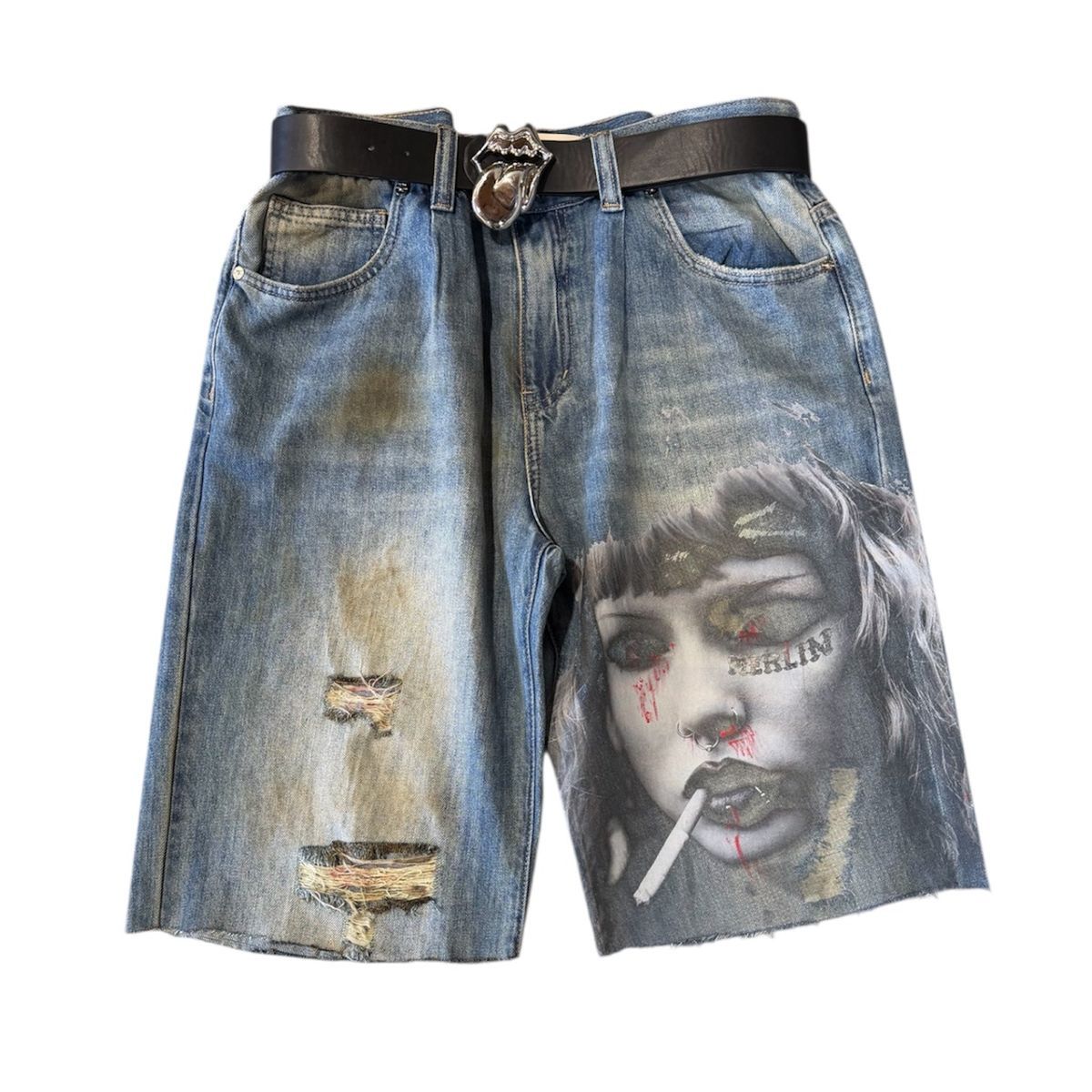 Merlin’s Father Bloody Faces Jean Shorts