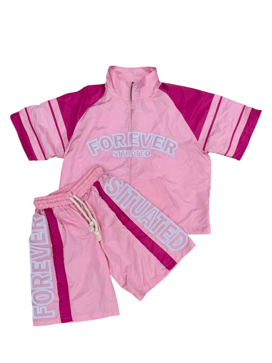 Forever situated Track Short Set Pink