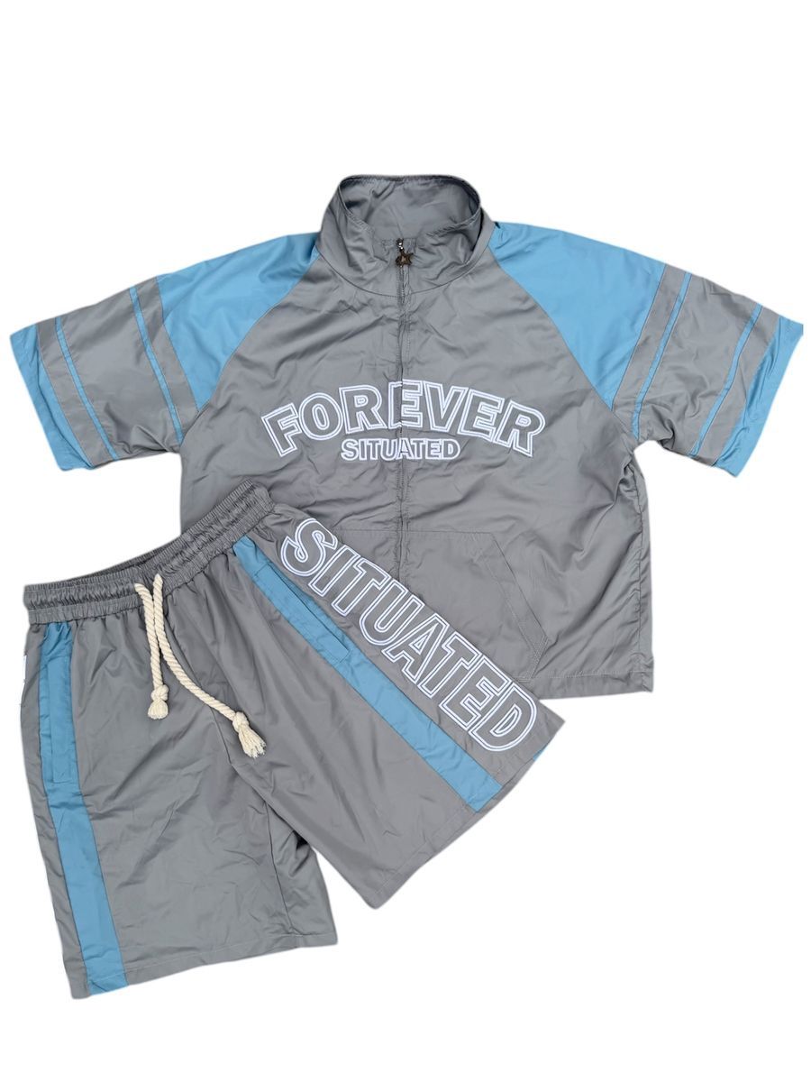 Forever situated Track Short Set Baby Blue