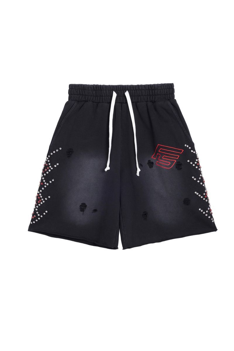 Forever situated Red Rhinestone Terry Shorts
