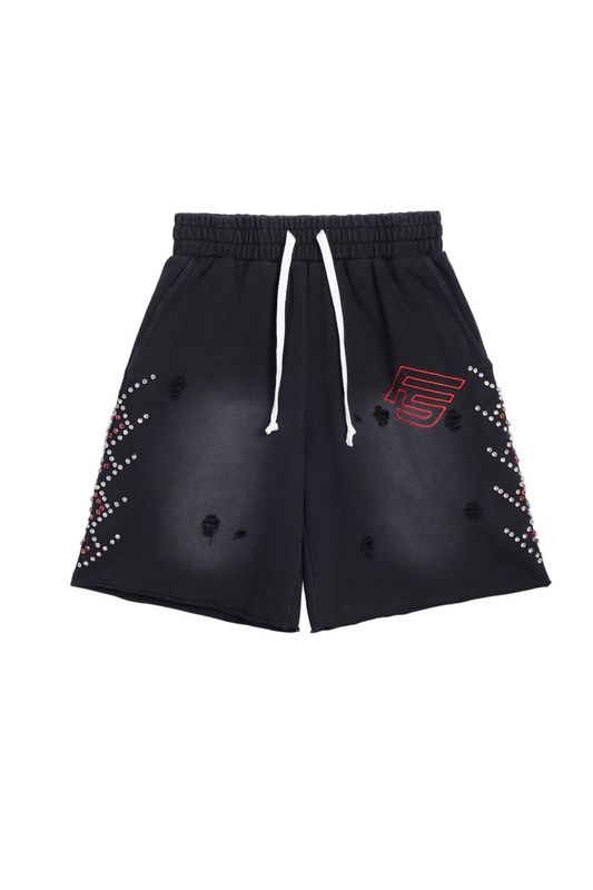 Forever situated Red Rhinestone Terry Shorts
