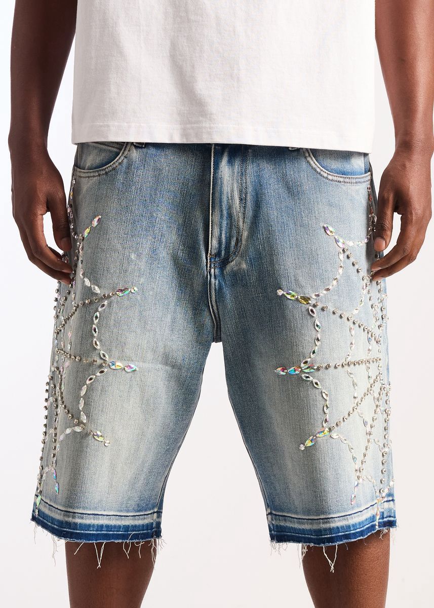 Embellish Crystal Web Jorts
