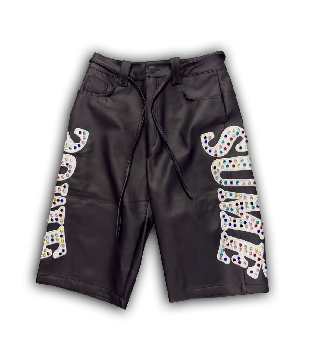 Sumé Leather Gemstone Shorts