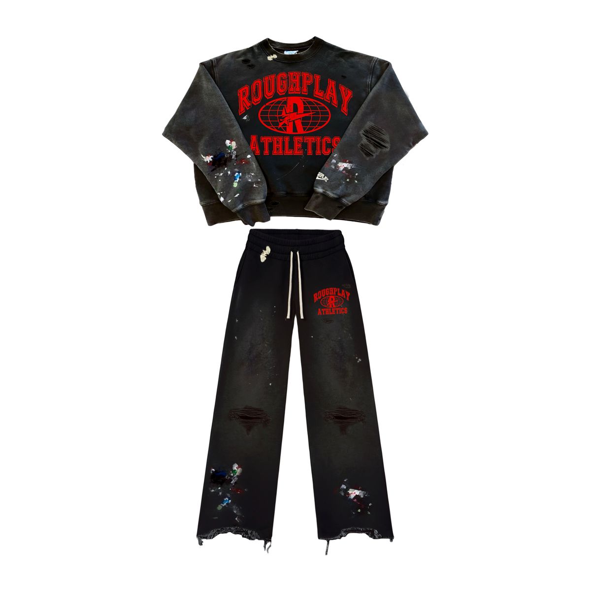 Roughplay Crew Neck Set Black Red