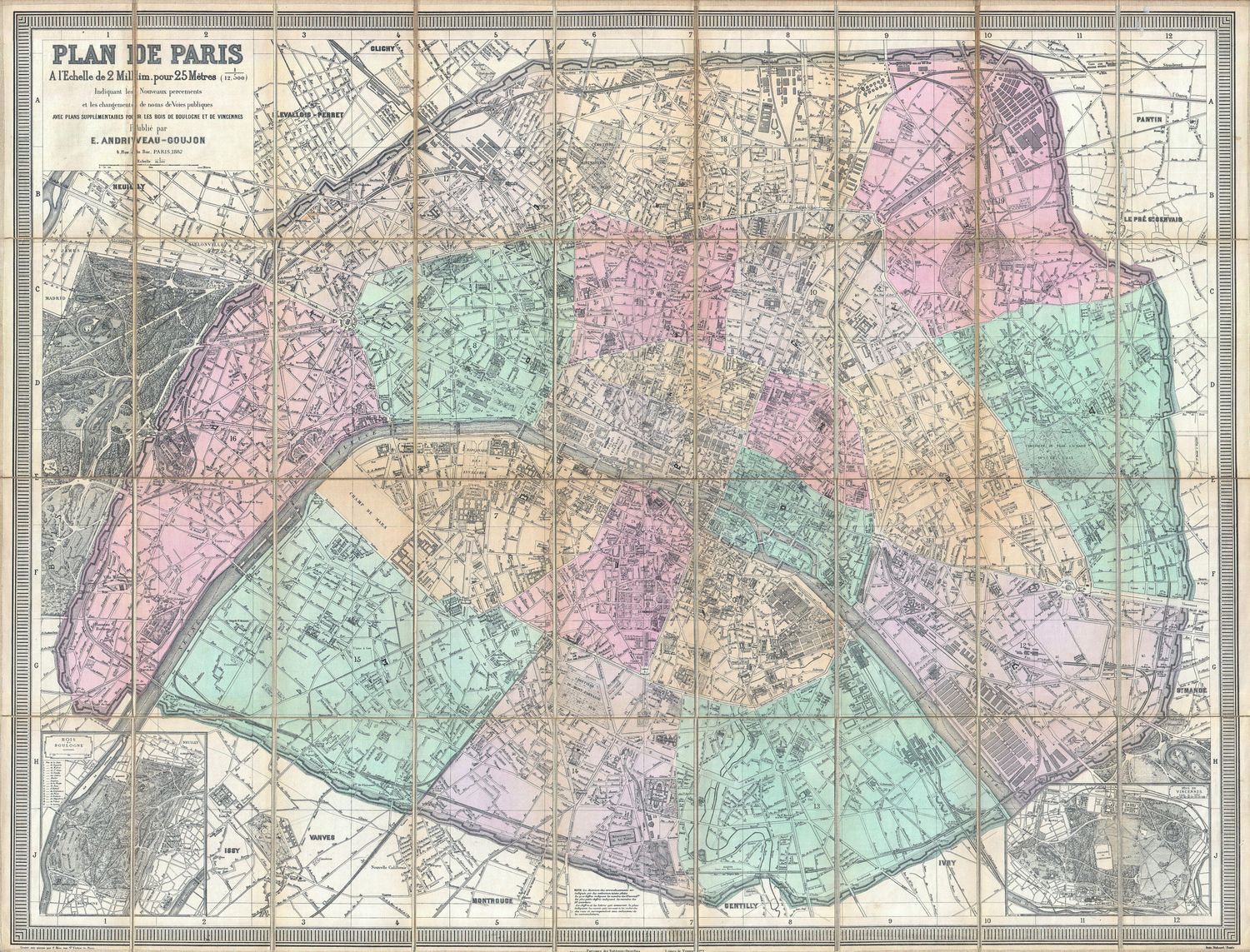 Plan de Paris de 1882 par Eugène Andriveau-Goujon