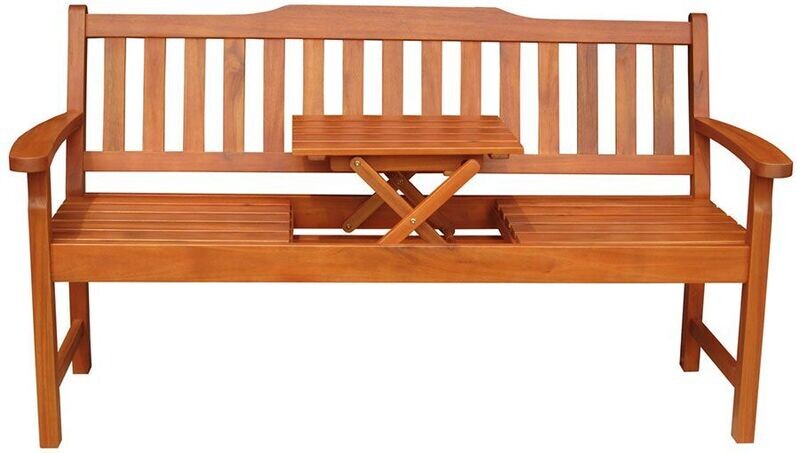 Acacia Oiled 3 Seater Bench with Pop-up Table