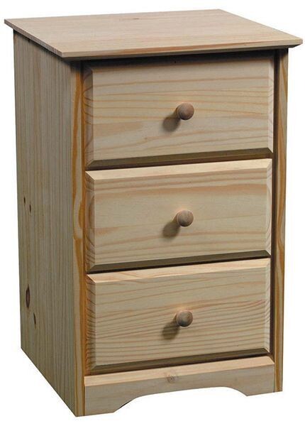 Pine 3 Drawer Nightstand
