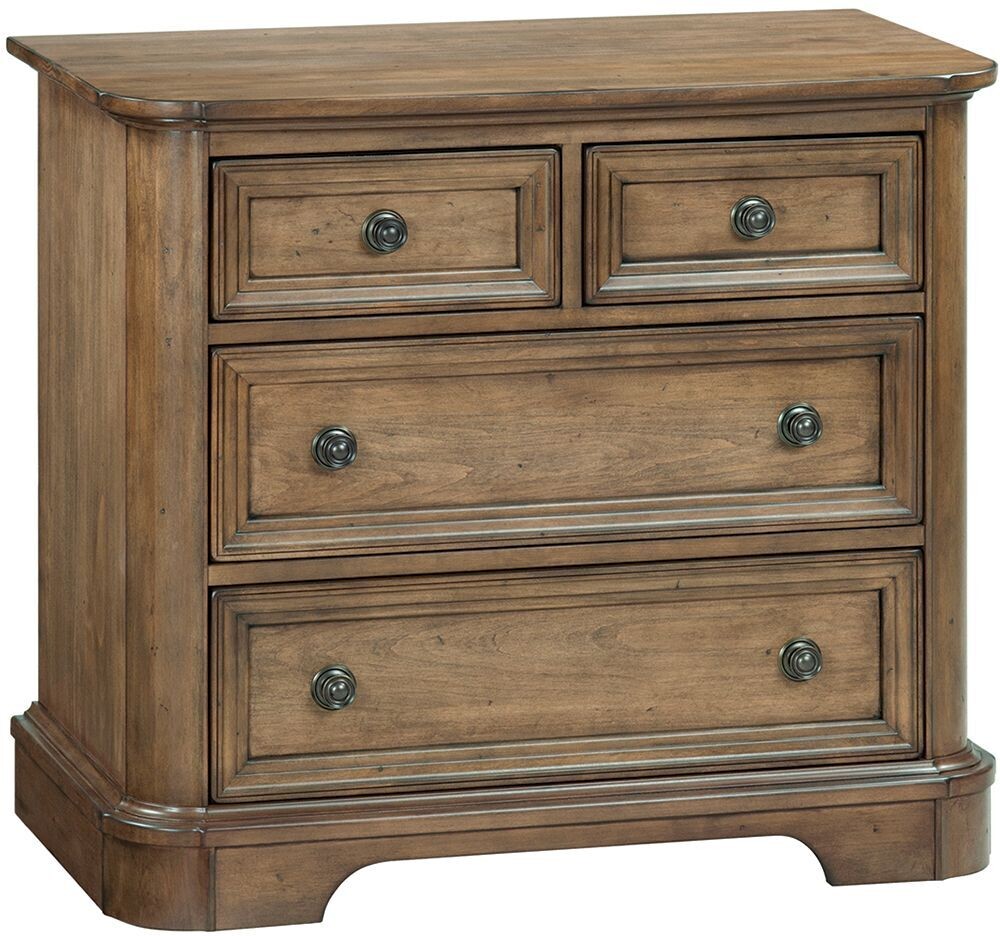 Alder Stonewood 4 Drawer Nightstand, Rustic Glazed Brown