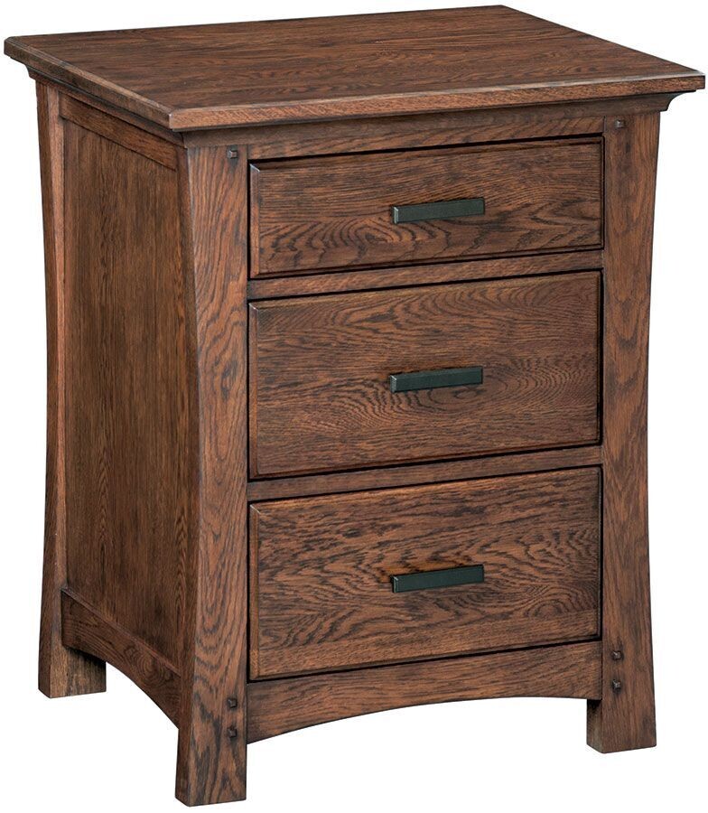 White Oak Prairie City 3 Drawer Nightstand