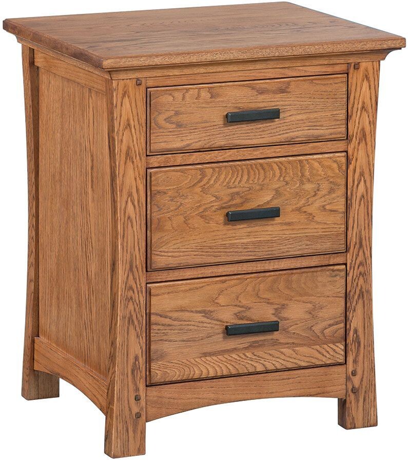 White Oak Prairie City 3 Drawer Nightstand