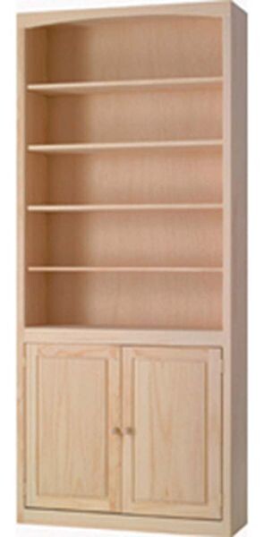 Pine 36 Inch Bookcase with Doors