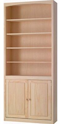Pine 36 Inch Bookcase with Doors