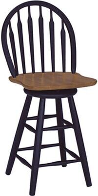 Parawood Arrowback Swivel Stool, Black/Cherry