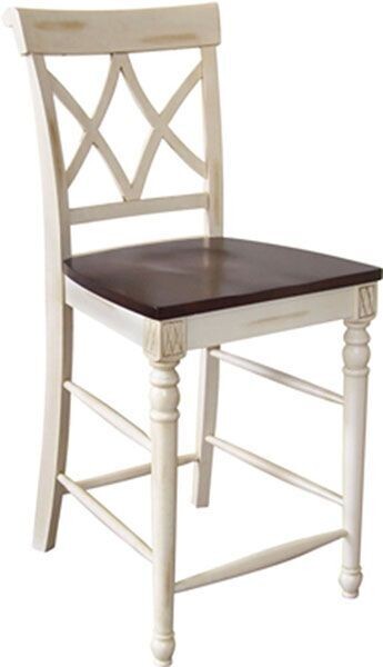 Parawood Cathedral Stool, Eggshell/Walnut