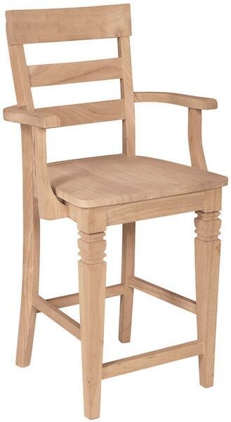 Parawood 30 Inch Tall Java Stool with Arms