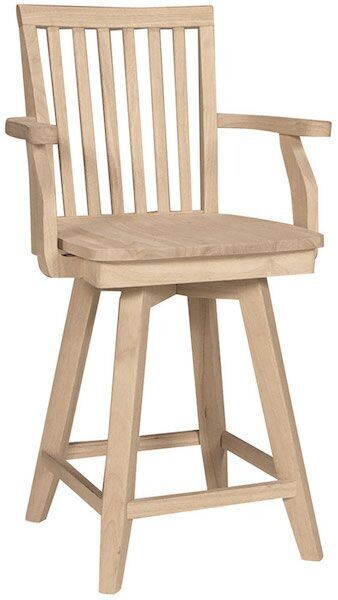 Parawood Mission Swivel Stool with Arms