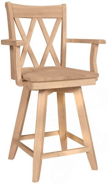 Parawood Double X Back Swivel Stool with Arms
