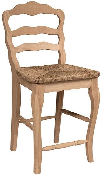 Parawood 24 Inch Tall Versailles Ladderback Stool with Rush Seat