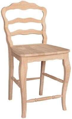 Parawood 24 Inch Tall Versailles Ladderback Stool with Wood Seat