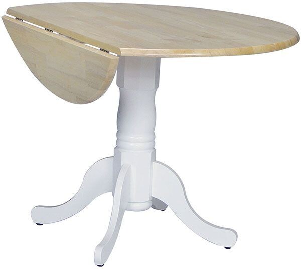 Parawood 42 Inch Dropleaf Table, White/Natural