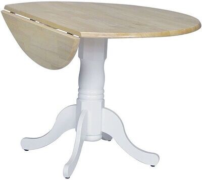 Parawood 42 Inch Dropleaf Table, White/Natural