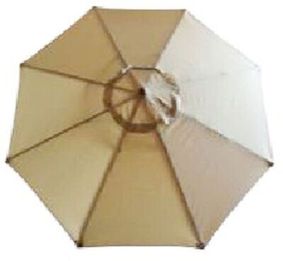 Natural Fabric 9 Foot Diameter Umbrella with Solid Wood Pole