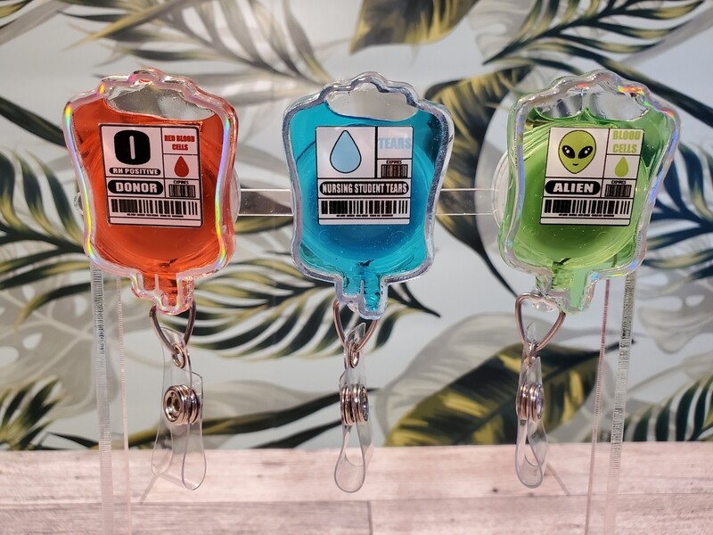 Blood Bag Shaker Badge Reel