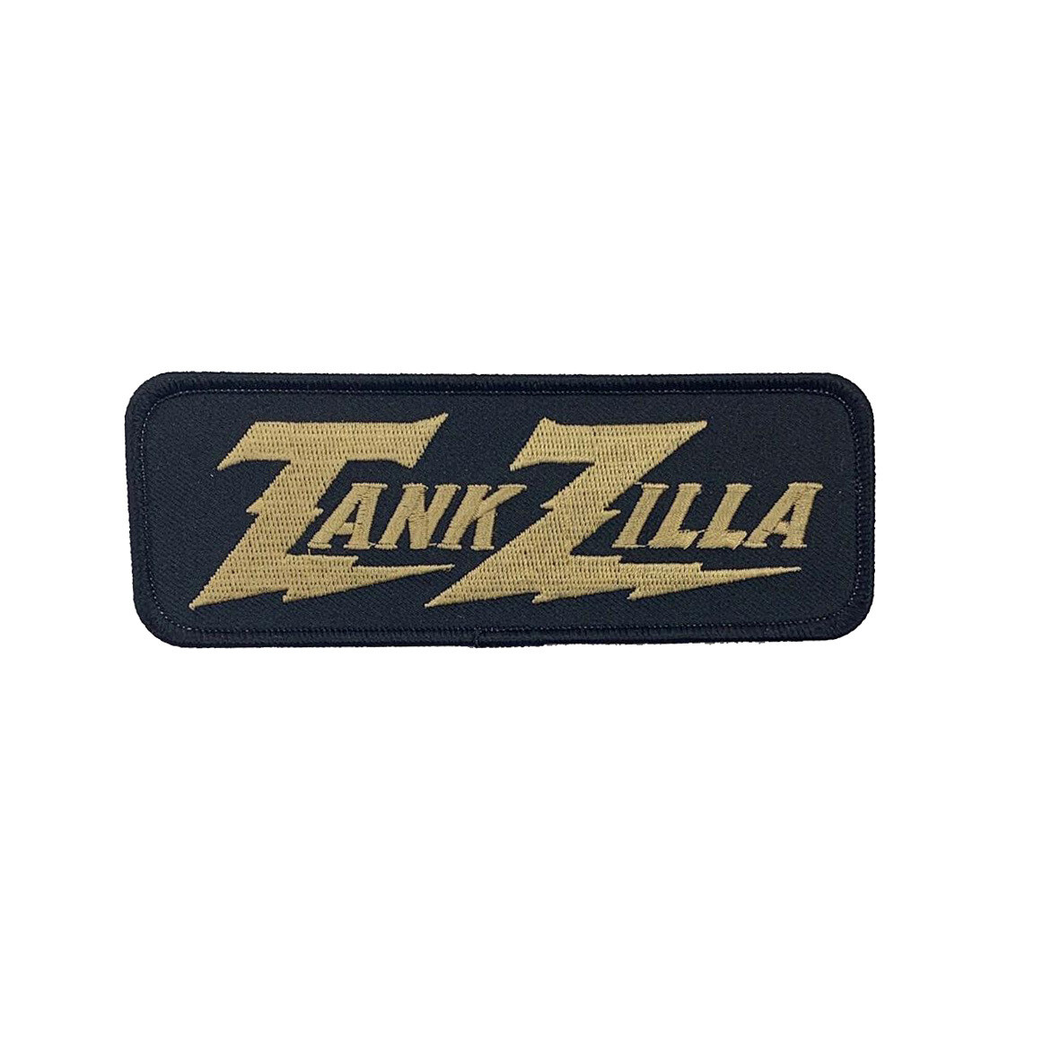 Woven patch gold on black