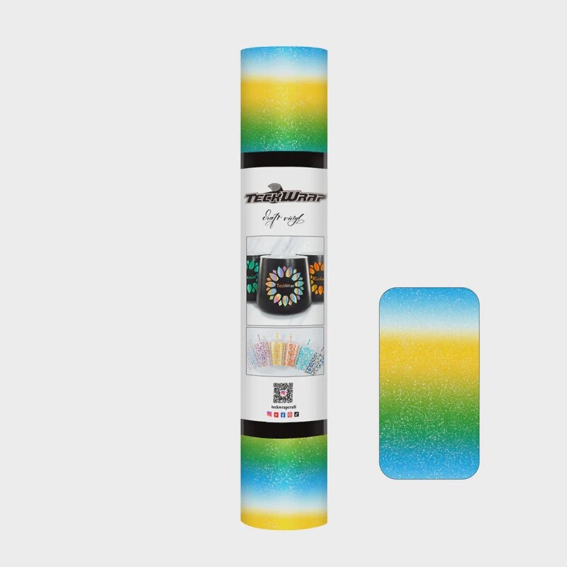 Rainbow Stripes Glitter Adhesive Craft Vinyl 12&quot; x 12&quot;