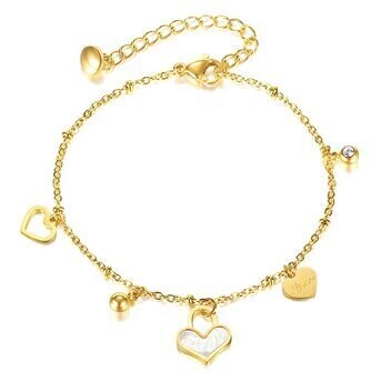 18K GOLD PLATED STAINLESS STEEL &quot;HEARTS&quot; BRACELET, INTENSITY