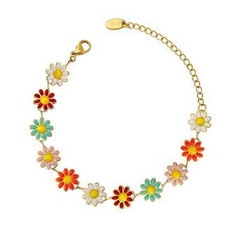 18K GOLD PLATED STAINLESS STEEL &quot;FLOWERS&quot; BRACELET, INTENSITY