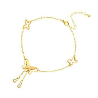 18K GOLD PLATED STAINLESS STEEL &quot;BUTTERFLY&quot; ANKLET, INTENSITY
