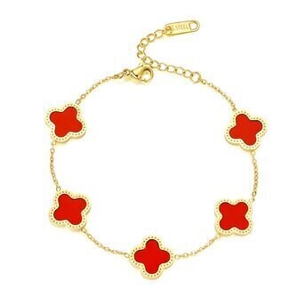 18K GOLD PLATED STAINLESS STEEL &quot;FOUR-LEAF CLOVER&quot; BRACELET, INTENSITY
