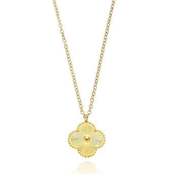 18K GOLD PLATED STAINLESS STEEL &quot;FOUR-LEAF CLOVER&quot; NECKLACE, INTENSITY
