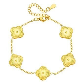 18K GOLD PLATED STAINLESS STEEL &quot;FOUR-LEAF CLOVER&quot; BRACELET, INTENSITY