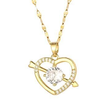 18K GOLD PLATED STAINLESS STEEL &quot;HEARTS&quot; NECKLACE, INTENSITY