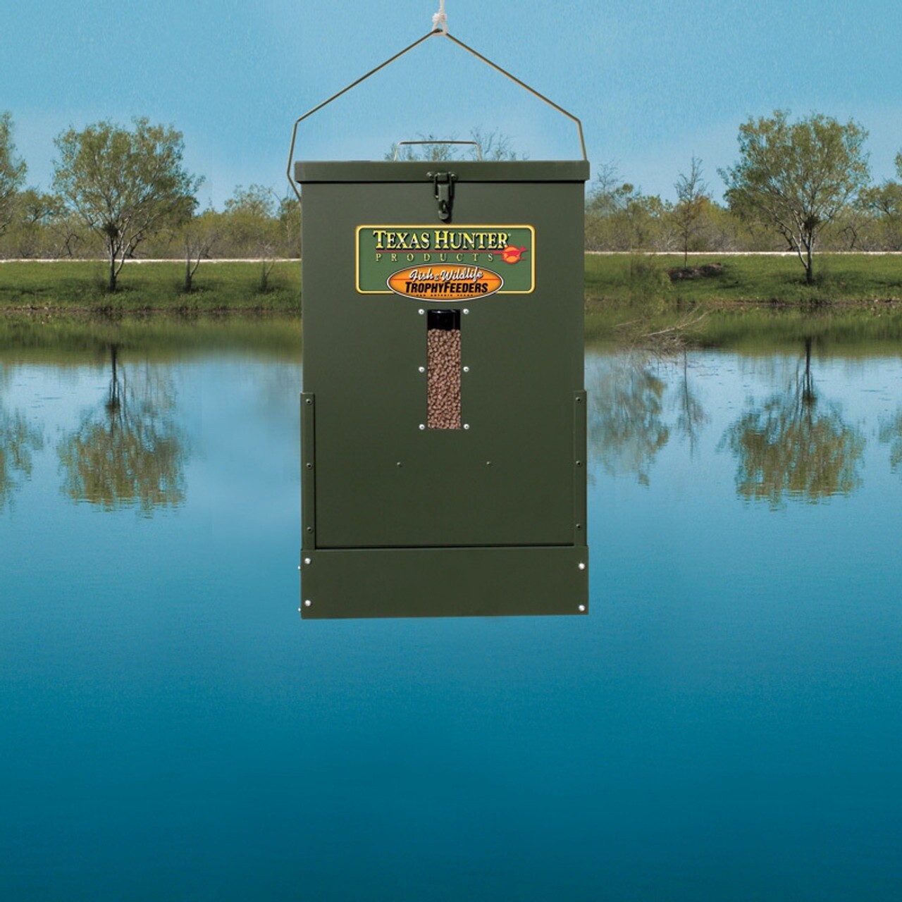 50lb Hanging Fish Feeder with Hanging Bracket w/ Solar