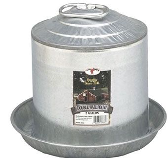 Double Wall Metal Poultry Fount, Size: 2 Gallon