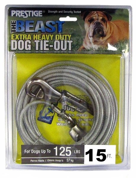 Dog Tie Out Cable (Up To 125 LB), Size: 15 FT