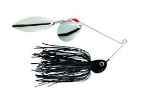 Strike King Pot Belly Spinner Bait W/Colorado &amp; Willow Leaf Blade, Colour: BLK 3/8