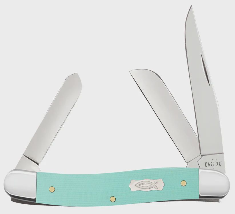 Smooth Seafoam Green G-10 Medium Stockman